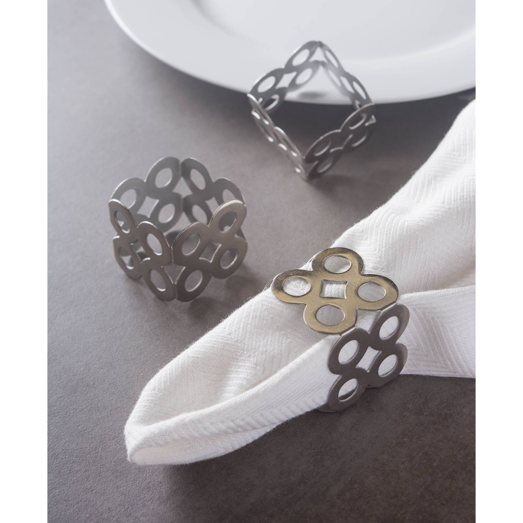 DII® Silver Square Die Cut Napkin Rings, 6ct.